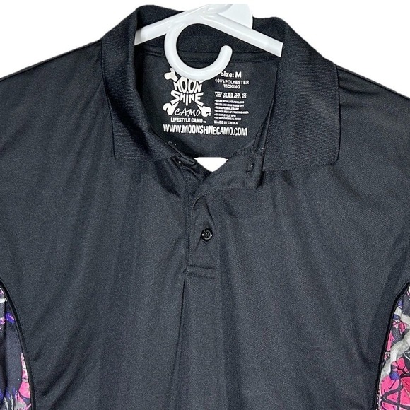 Muddy Girl Camo Polo Women's Black Shirt Medium Polyester Moisture Wicking - Picture 1 of 7